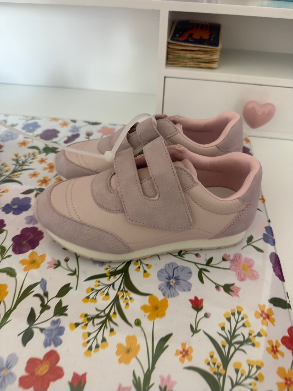 Kids' Pink Hook-and-Loop Casual Sneakers